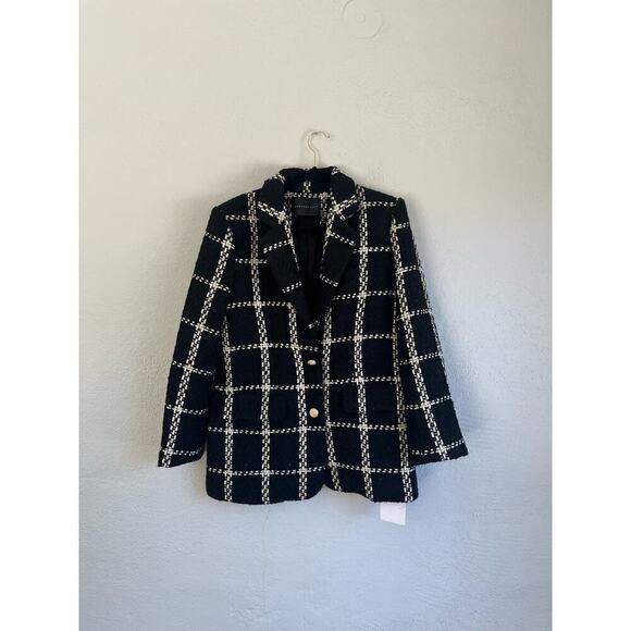 Anthropologie Endless Rose Woman Black Premium Plaid Oversize Tweed Bla… - Picture 5 of 12